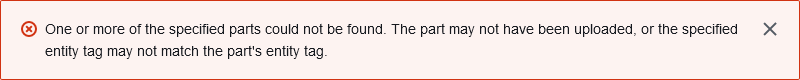 A screenshot of an error message from AWS, which provides no useful information whatsoever on what the error was.